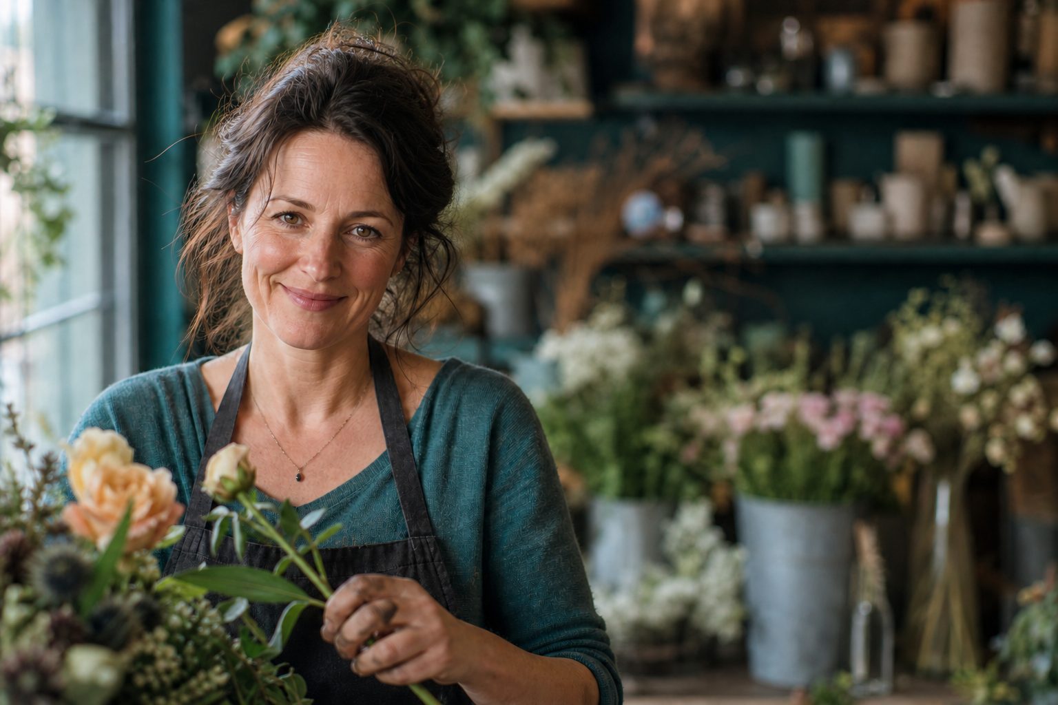 Florist in flower shop